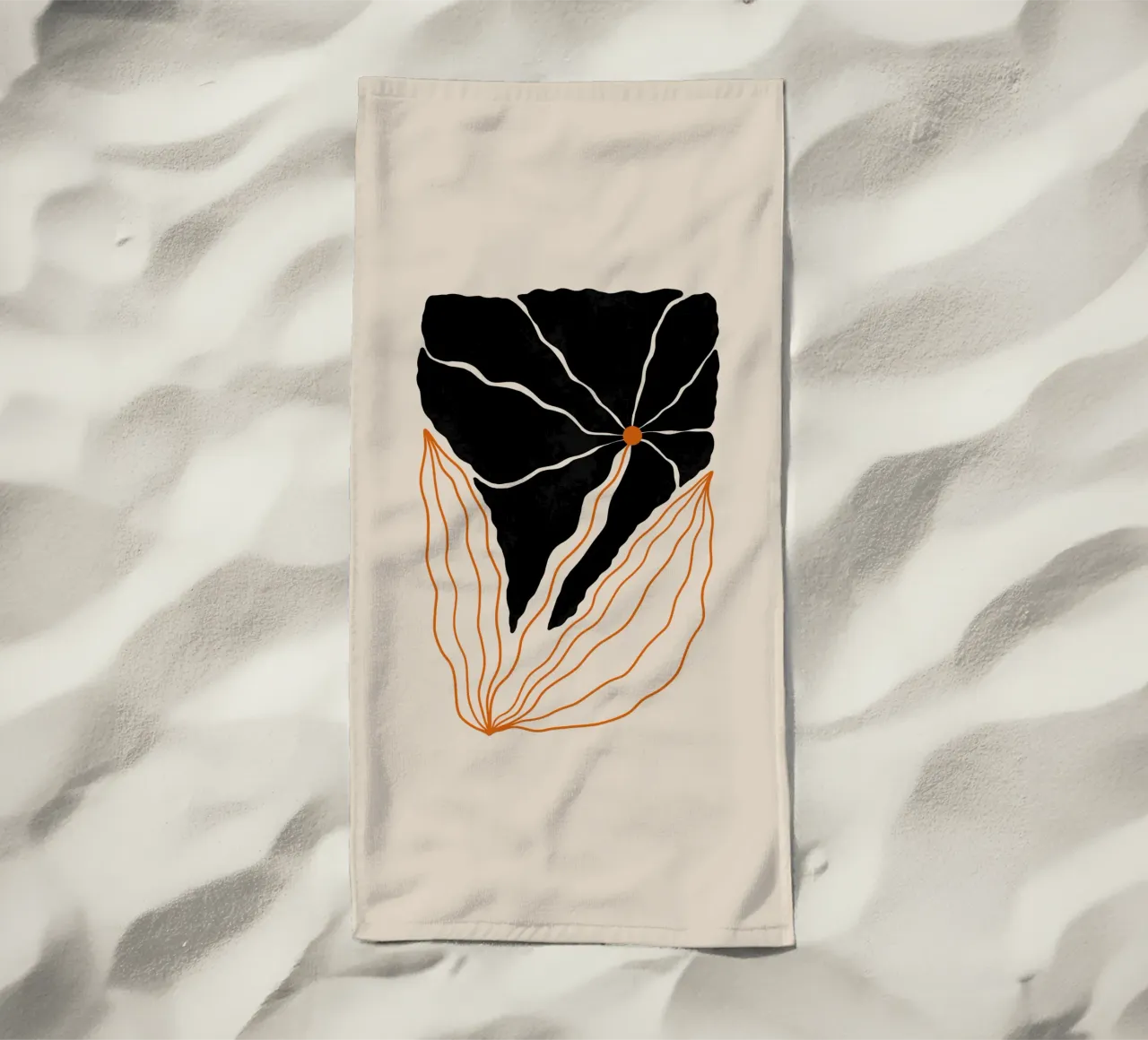 Wavy Black Bold Flower telo mare da TijanaArtStudio88