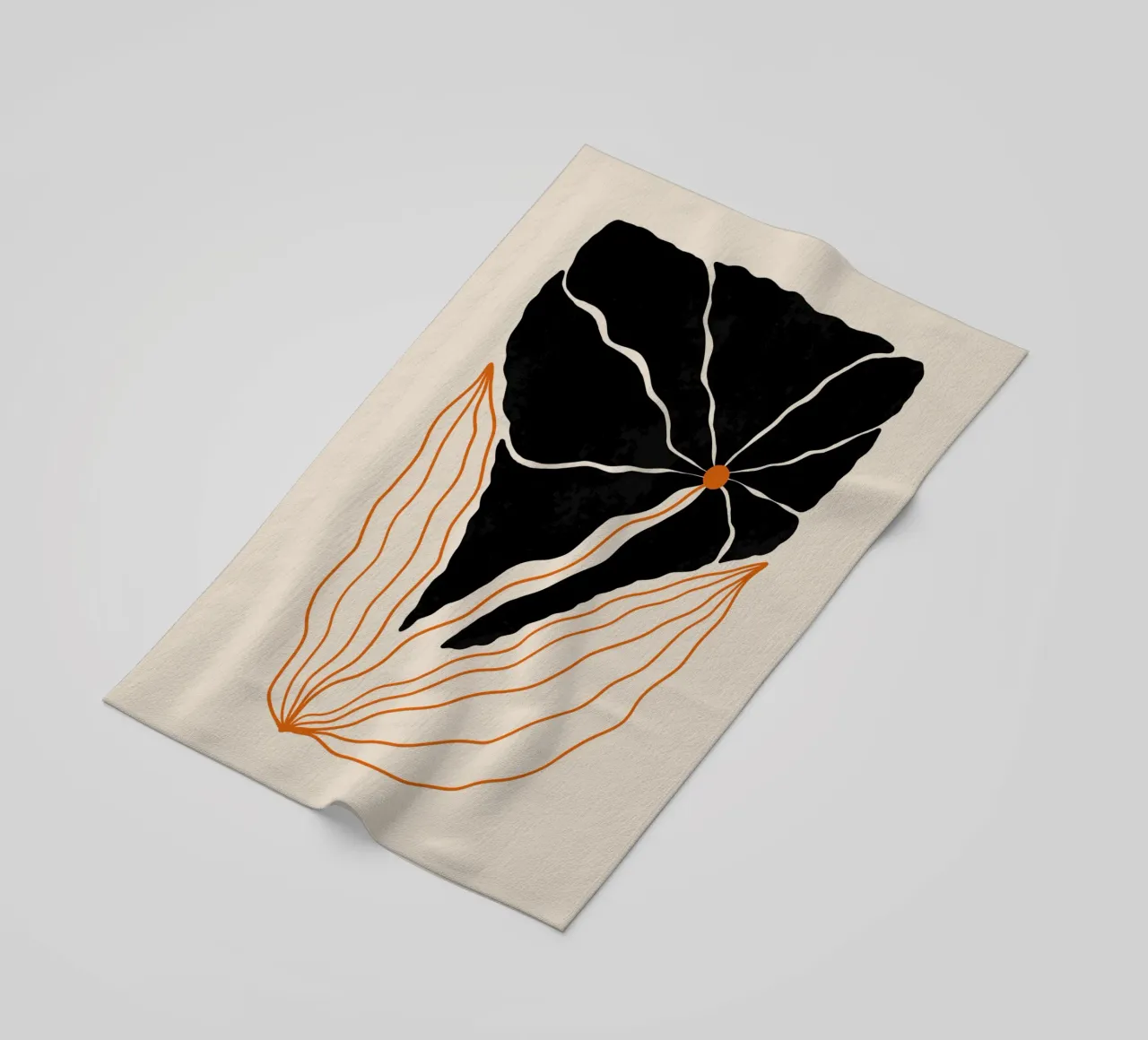 Wavy Black Bold Flower telo mare da TijanaArtStudio88