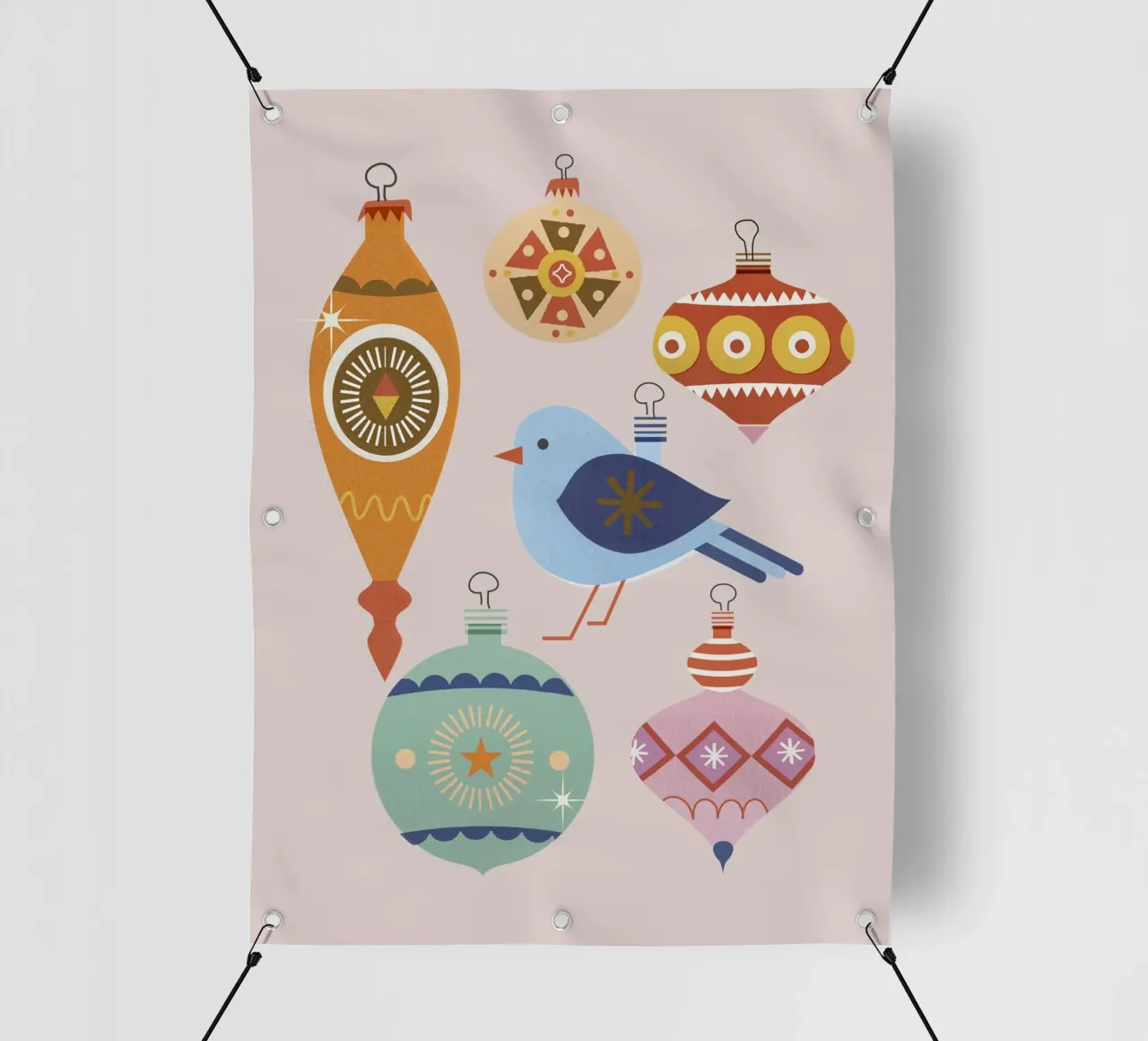 Vintage Ornaments with Blue Bird telo in pvc da showmemars