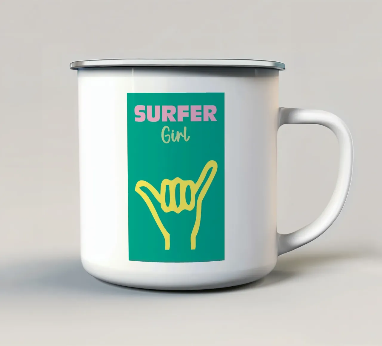 Surfer Girl tazza in smalto da Art Fart