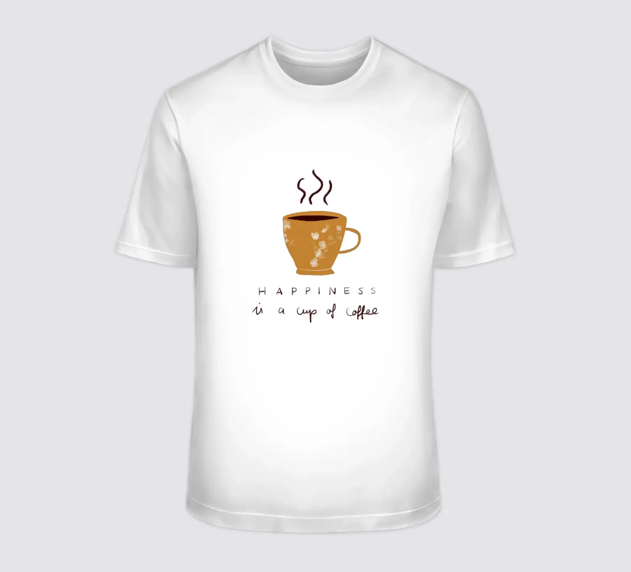 Happiness is a cup pf coffee t-shirt da Sophie Augustin Illustration