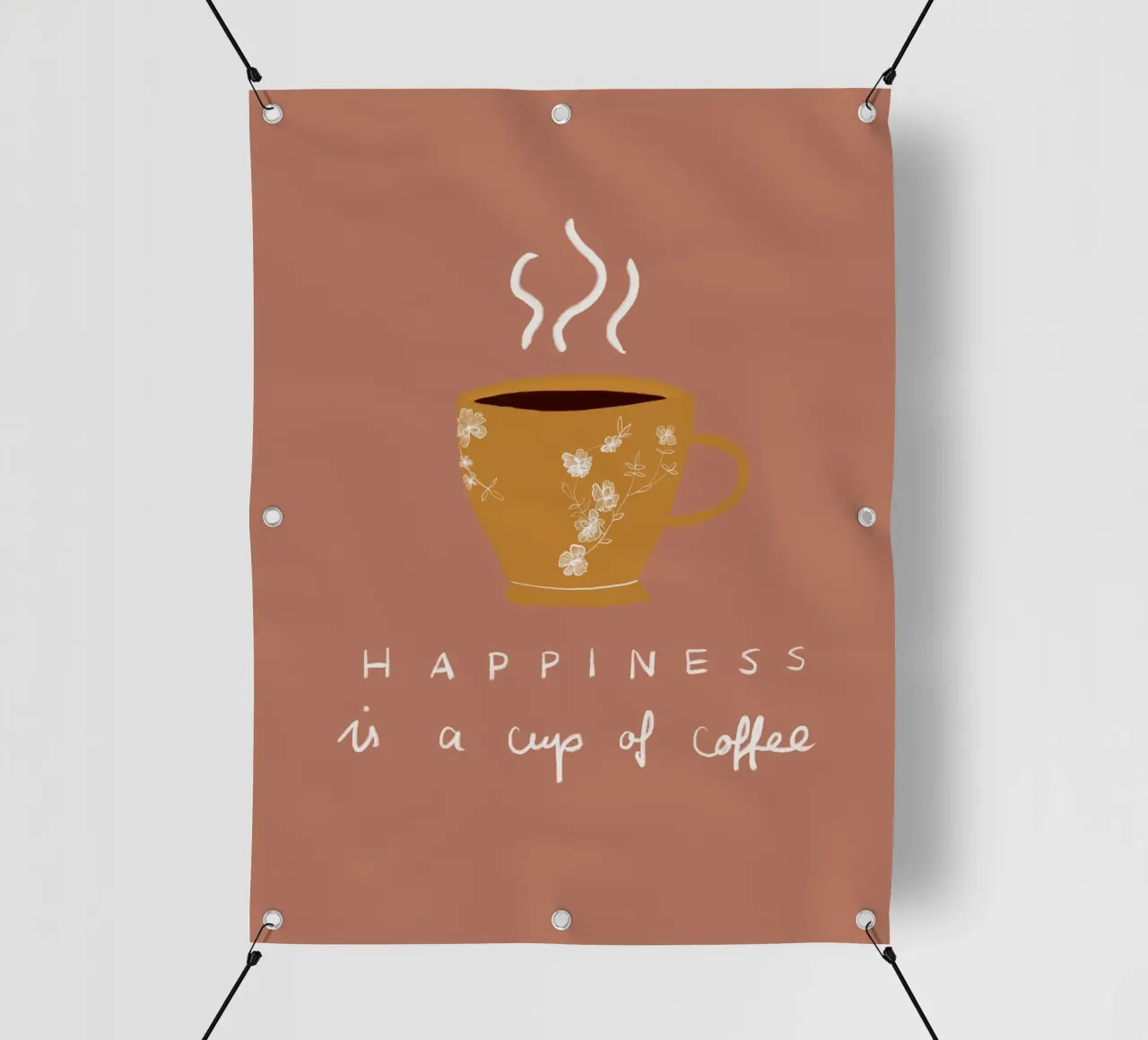 Happiness is a cup pf coffee telo in pvc da Sophie Augustin Illustration