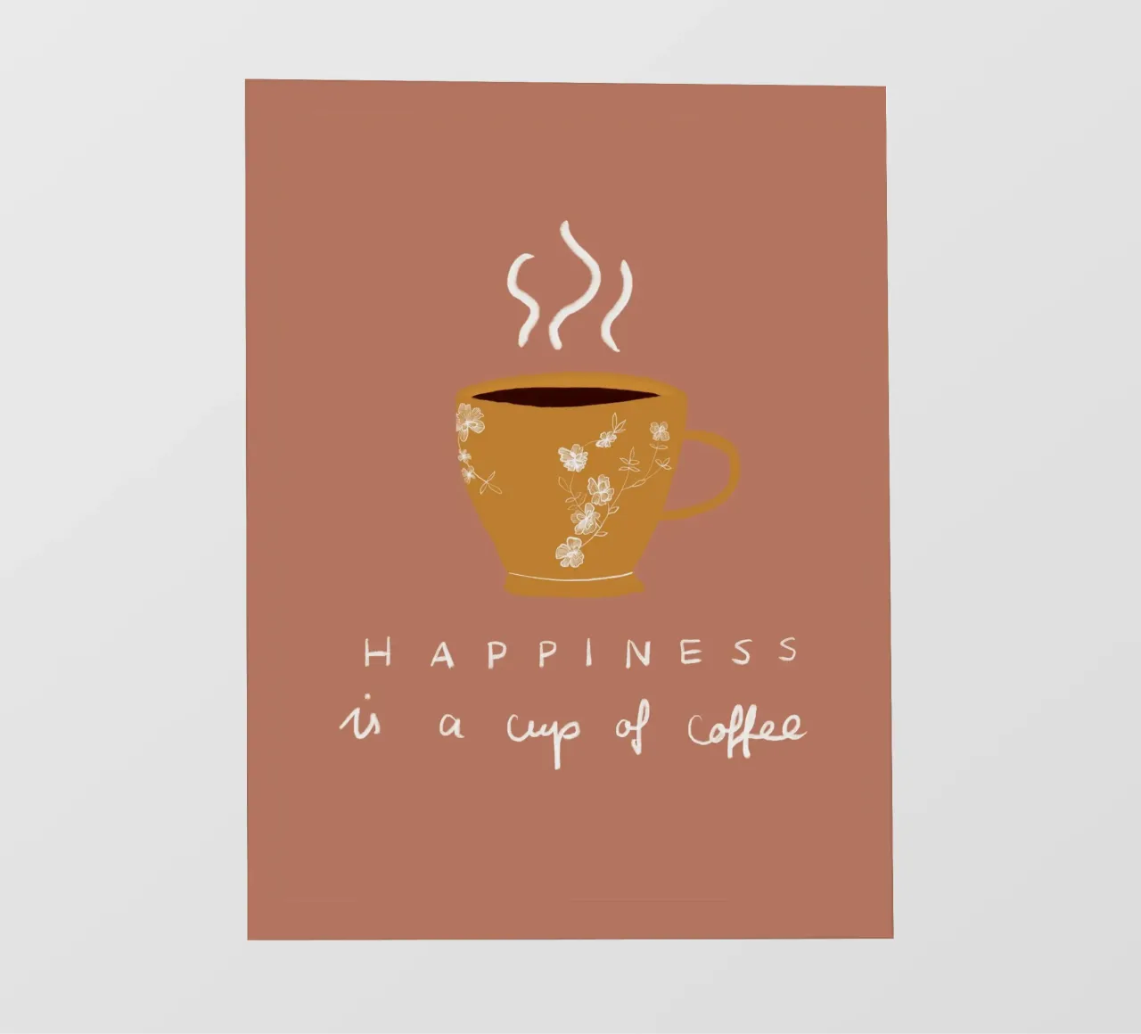 Happiness is a cup pf coffee telo in pvc da Sophie Augustin Illustration