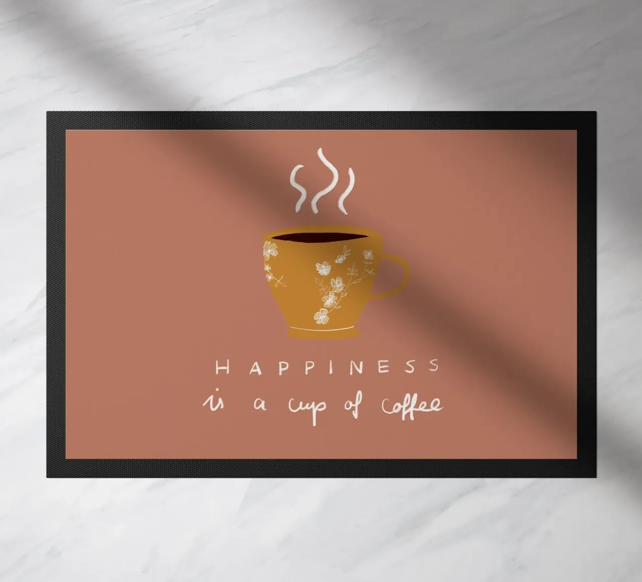 Happiness is a cup pf coffee zerbino da Sophie Augustin Illustration