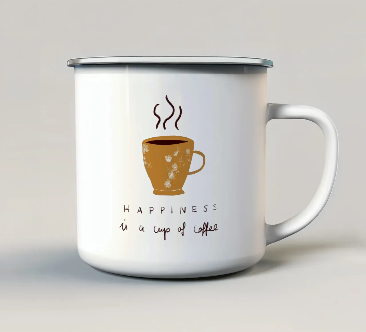 Happiness is a cup pf coffee tazza in smalto da Sophie Augustin Illustration
