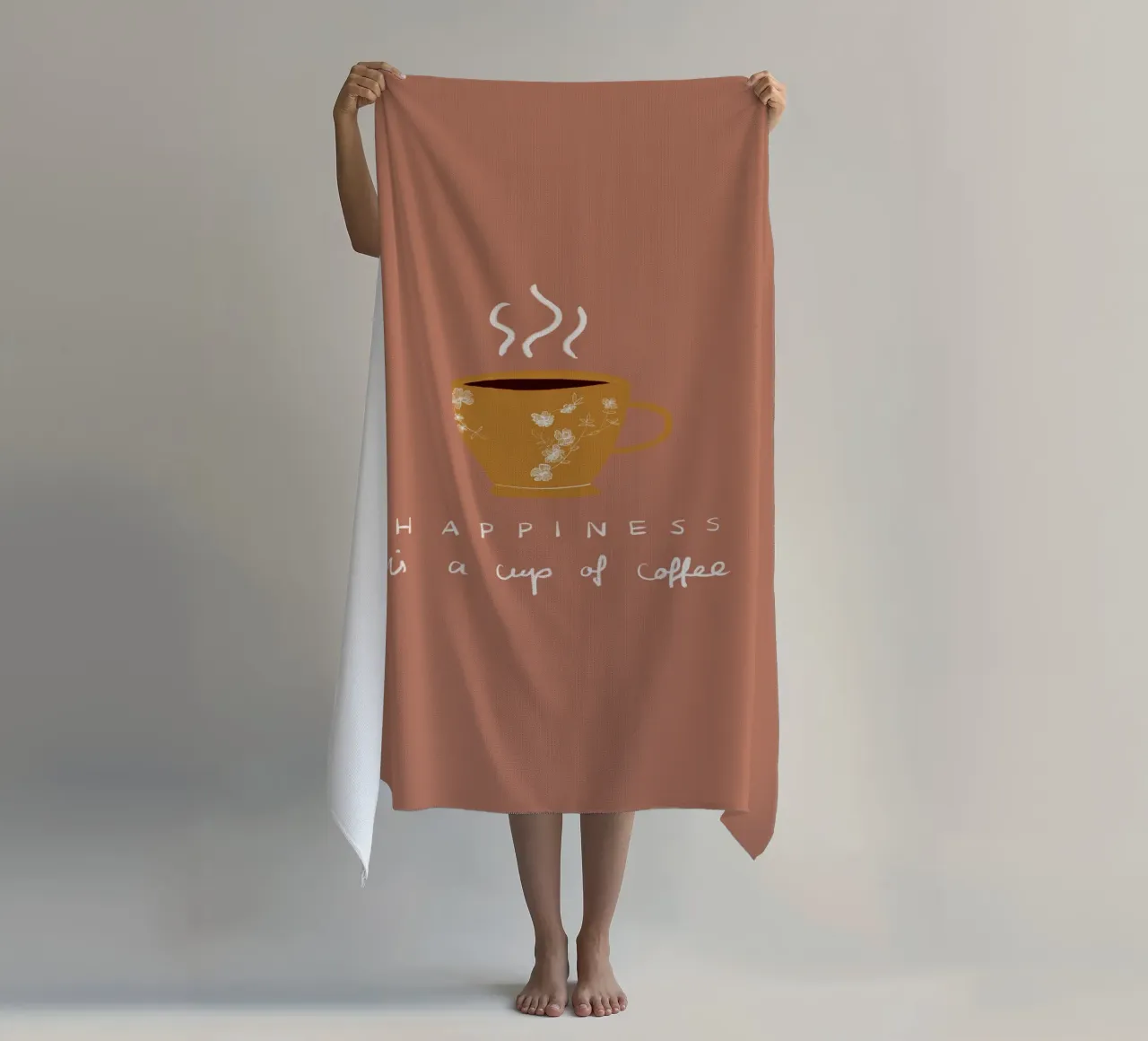 Happiness is a cup pf coffee telo mare da Sophie Augustin Illustration