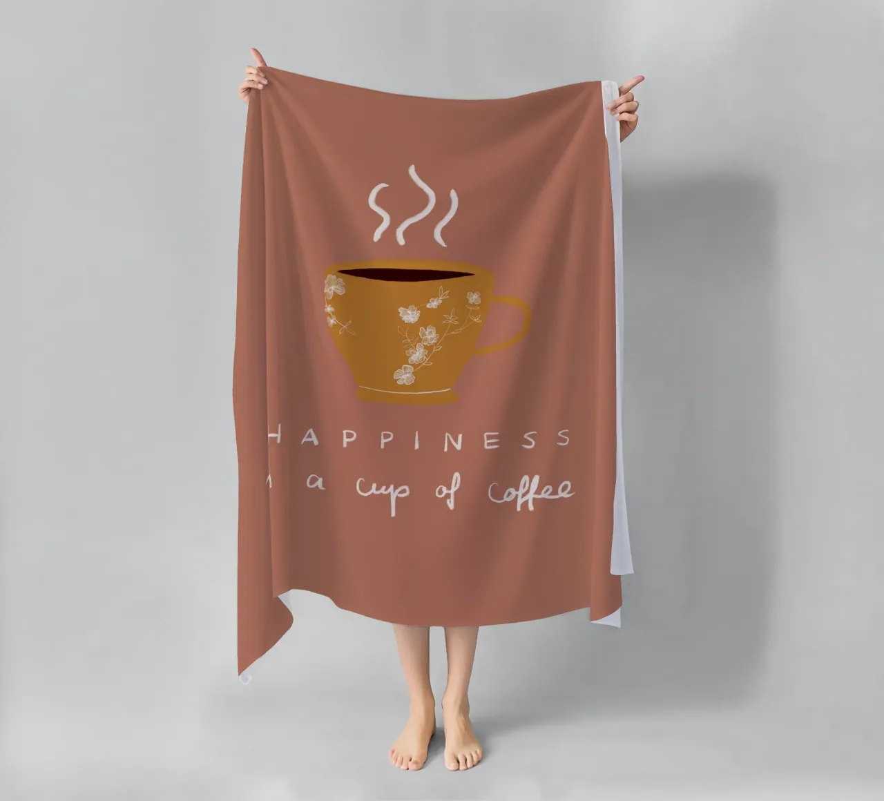 Happiness is a cup pf coffee telo mare da Sophie Augustin Illustration