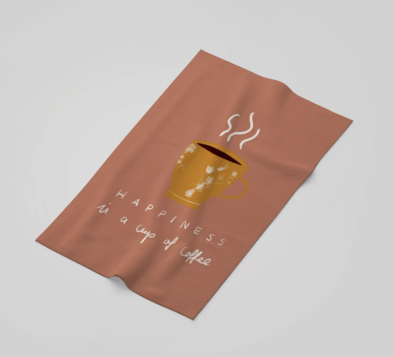 Happiness is a cup pf coffee telo mare da Sophie Augustin Illustration