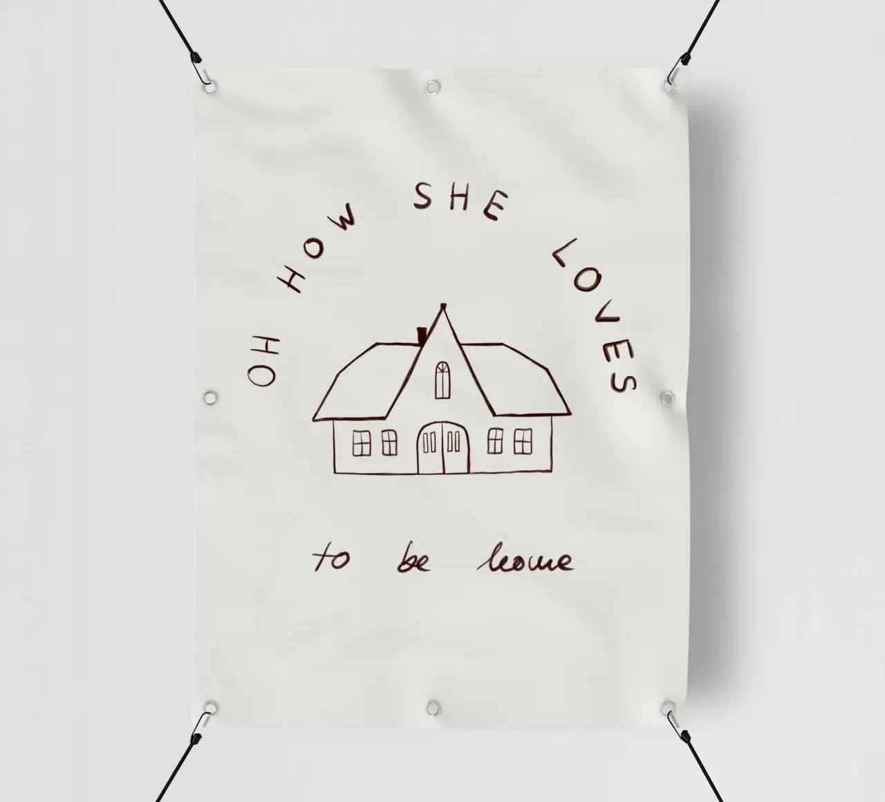 Oh how she loves to be home telo in pvc da Sophie Augustin Illustration