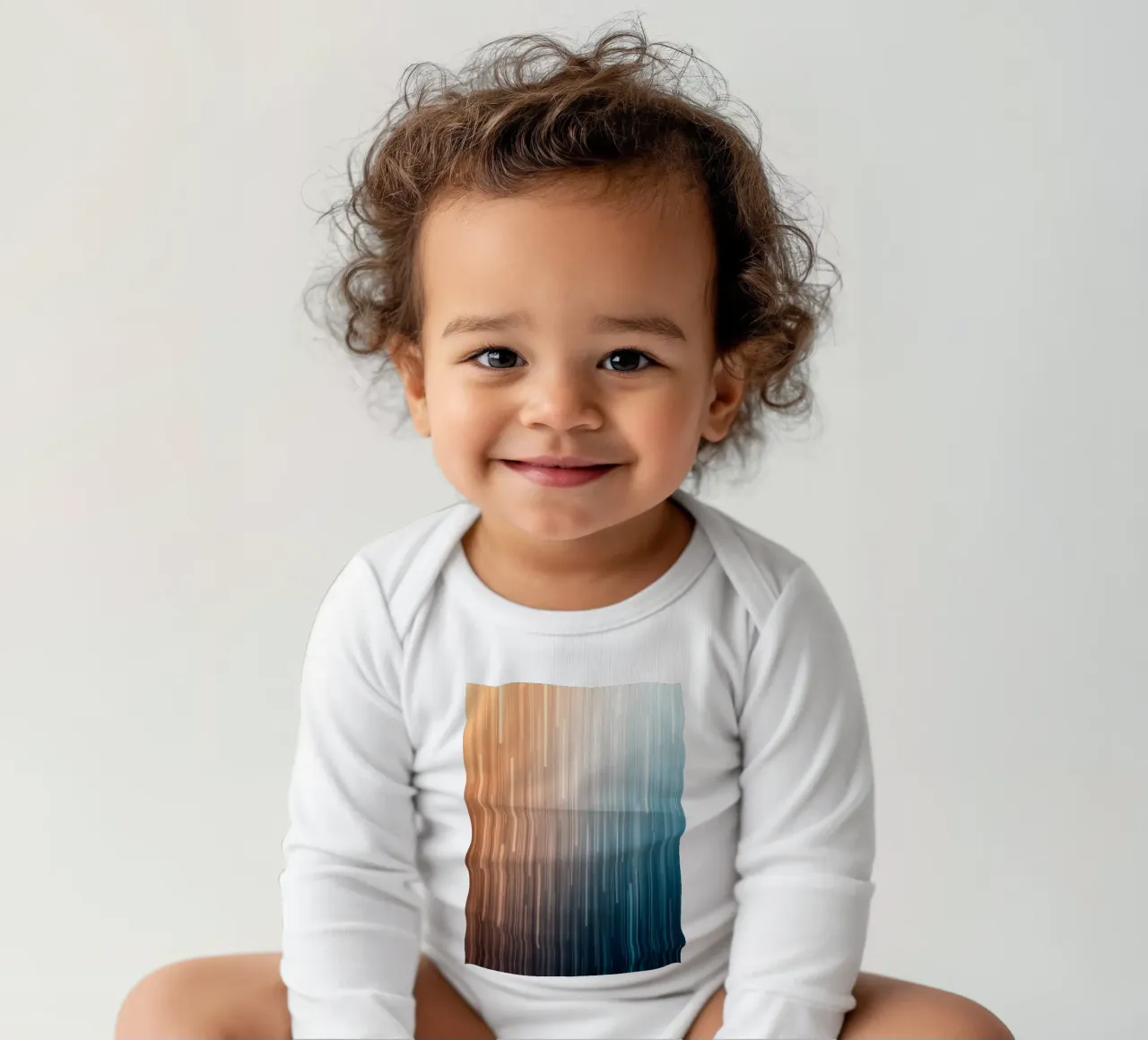Parallel Paths: A Gradient Journey from Sunset Glow long-sleeve baby romper by Artistic-shop