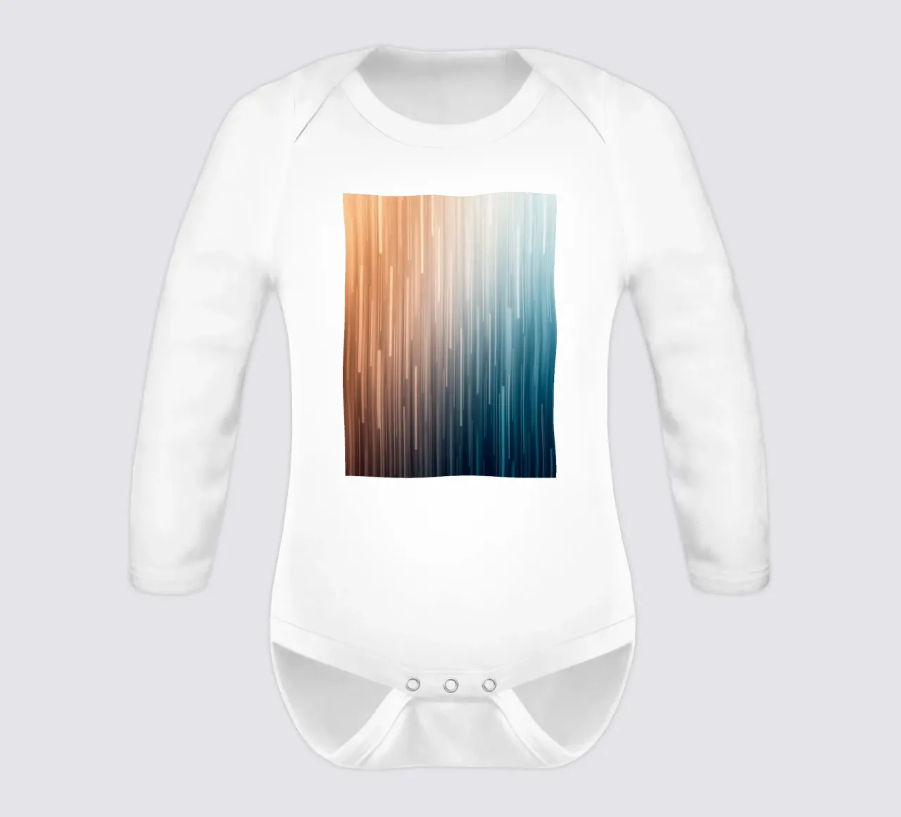 Parallel Paths: A Gradient Journey from Sunset Glow long-sleeve baby romper by Artistic-shop