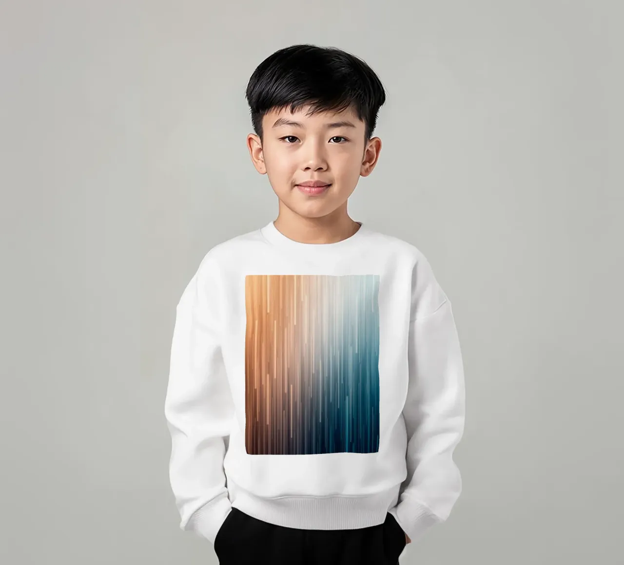 Parallel Paths: A Gradient Journey from Sunset Glow kids sweatshirt by Artistic-shop