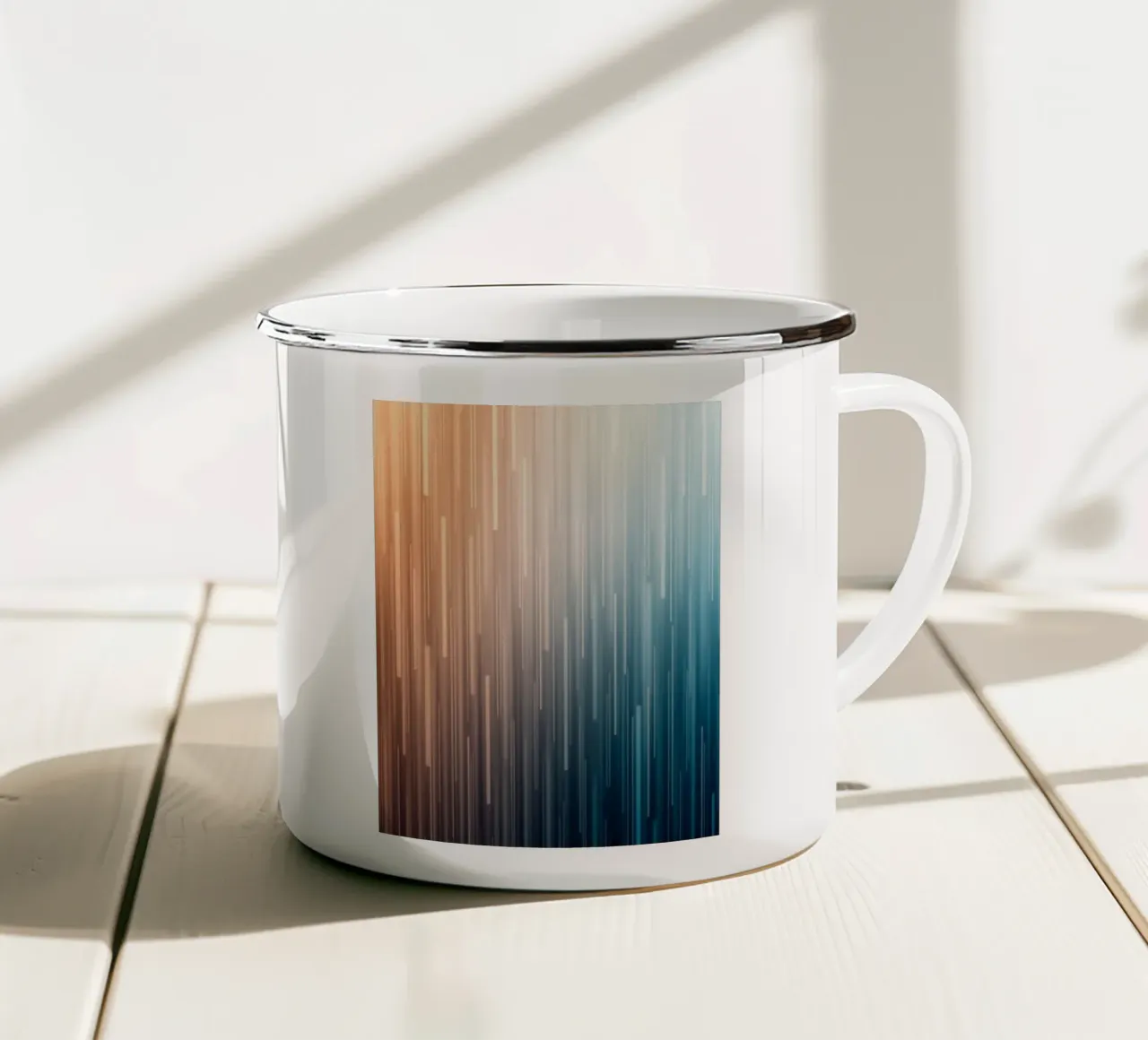 Chemins parallèles : Un voyage en gradient à partir de Sunset Glow mug en émail de Artistic-shop