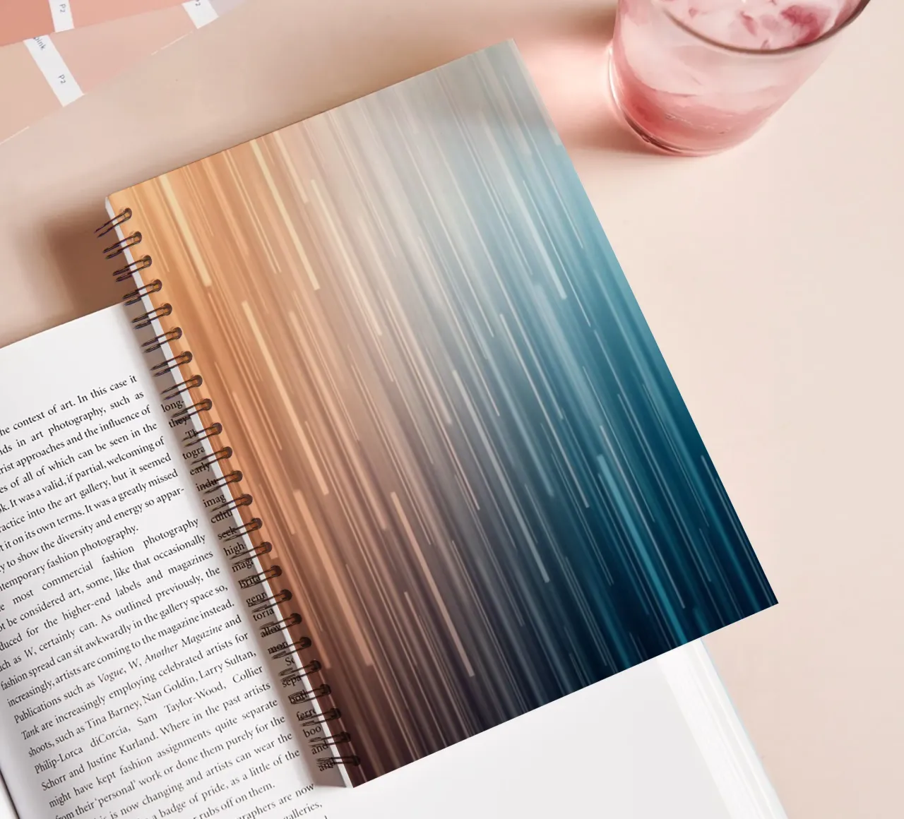 Parallel Paths: A Gradient Journey from Sunset Glow spiral notebook by Artistic-shop