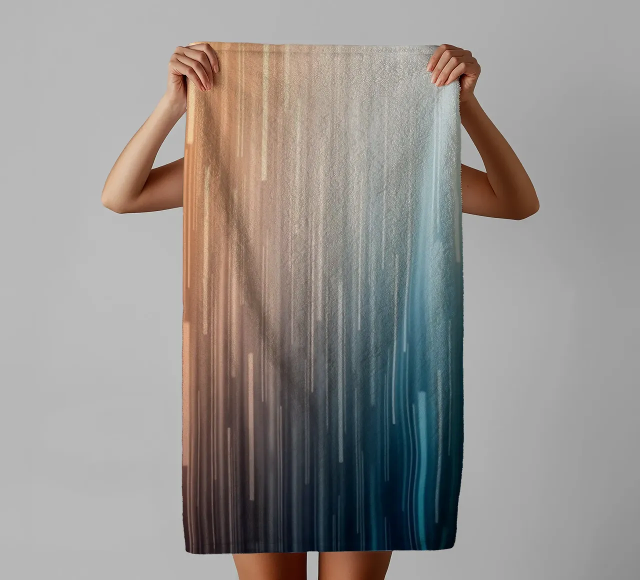 Parallele Pfade: Eine Gradientenreise von Sunset Glow Handtuch von Artistic-shop