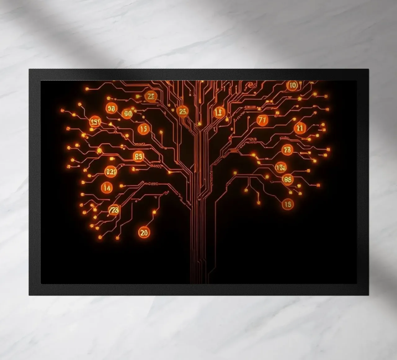 Digital Roots: The Luminous Circuitry Tree doormat by Artistic-shop