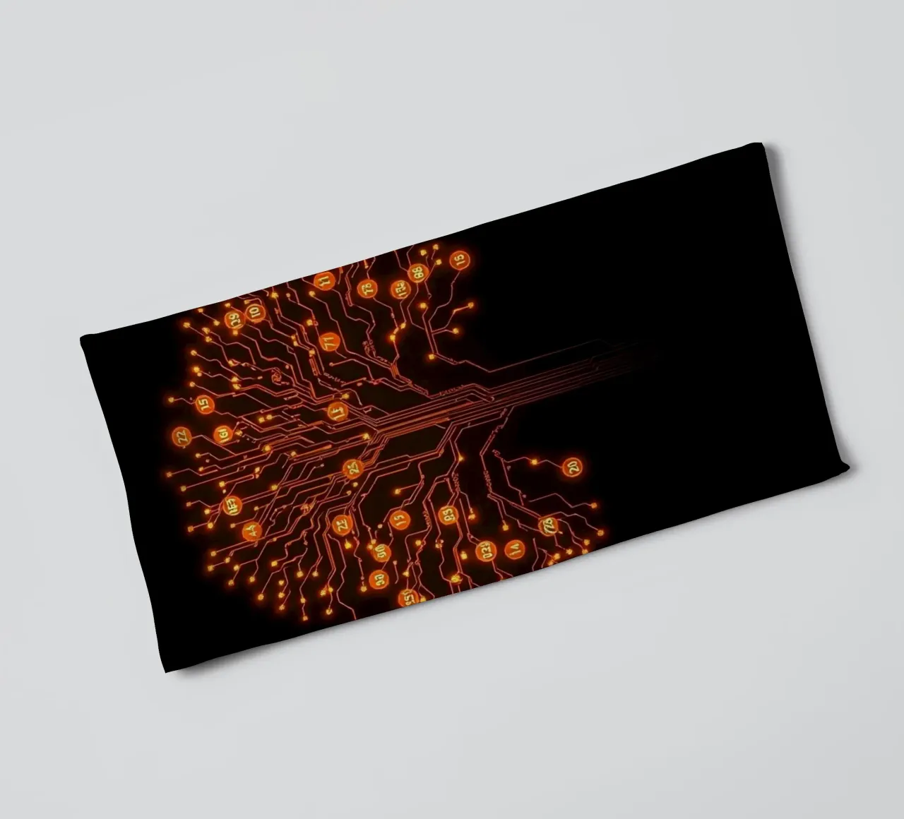 Digital Roots: The Luminous Circuitry Tree towel by Artistic-shop