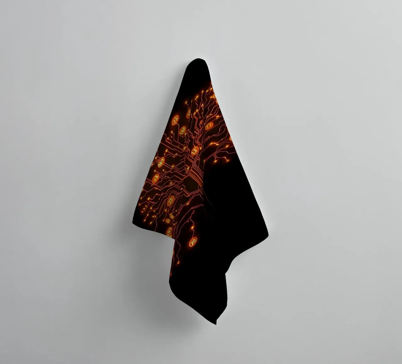 Digital Roots: The Luminous Circuitry Tree towel by Artistic-shop