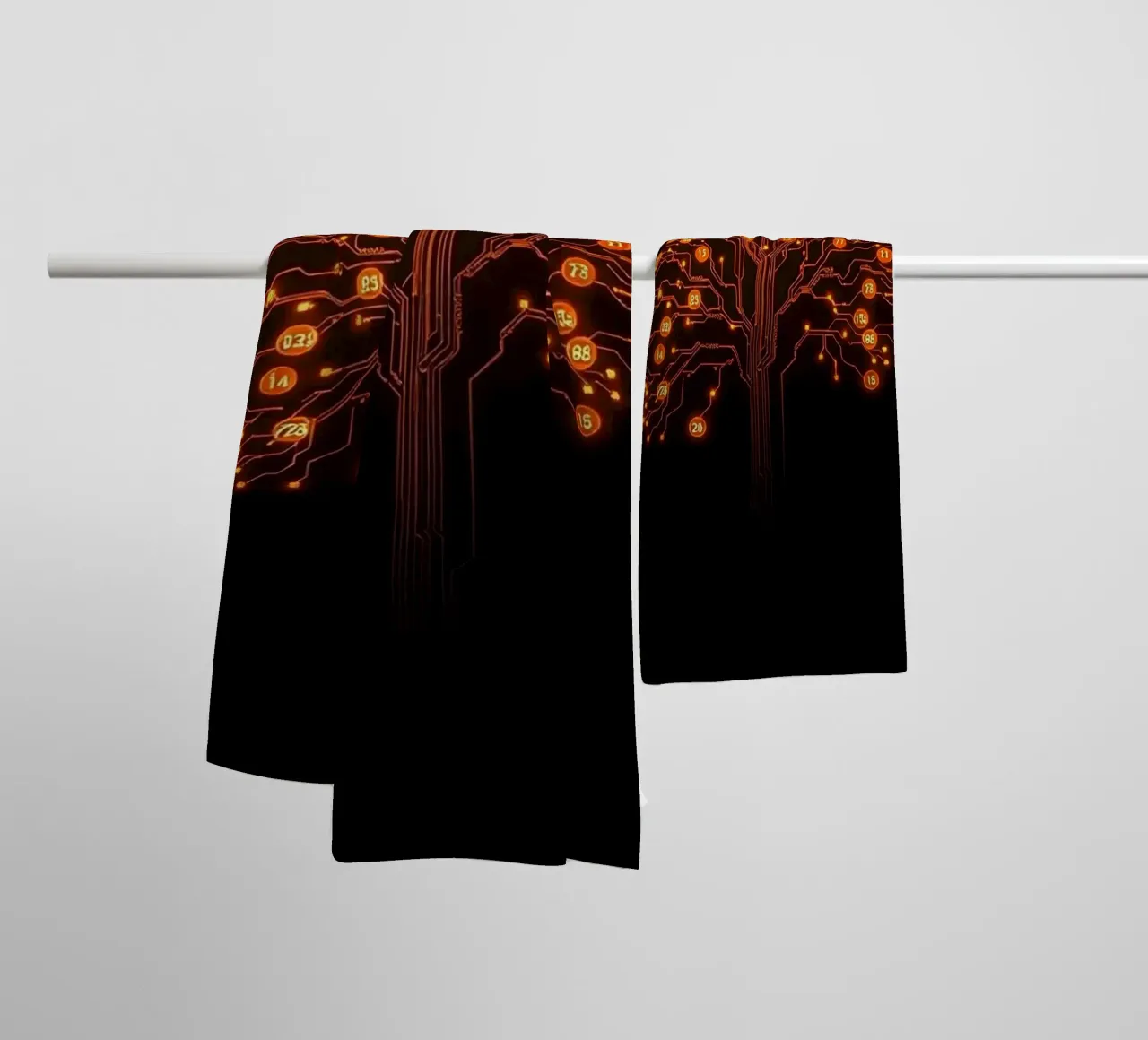Digital Roots: The Luminous Circuitry Tree towel by Artistic-shop