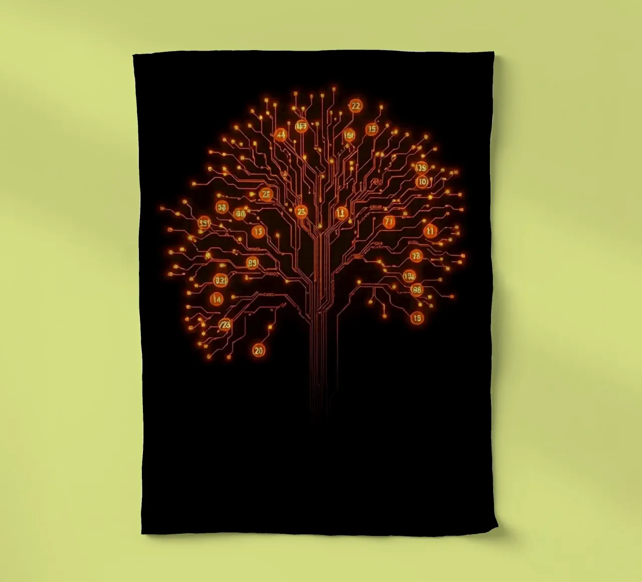 Digital Roots: The Luminous Circuitry Tree tea towel by Artistic-shop