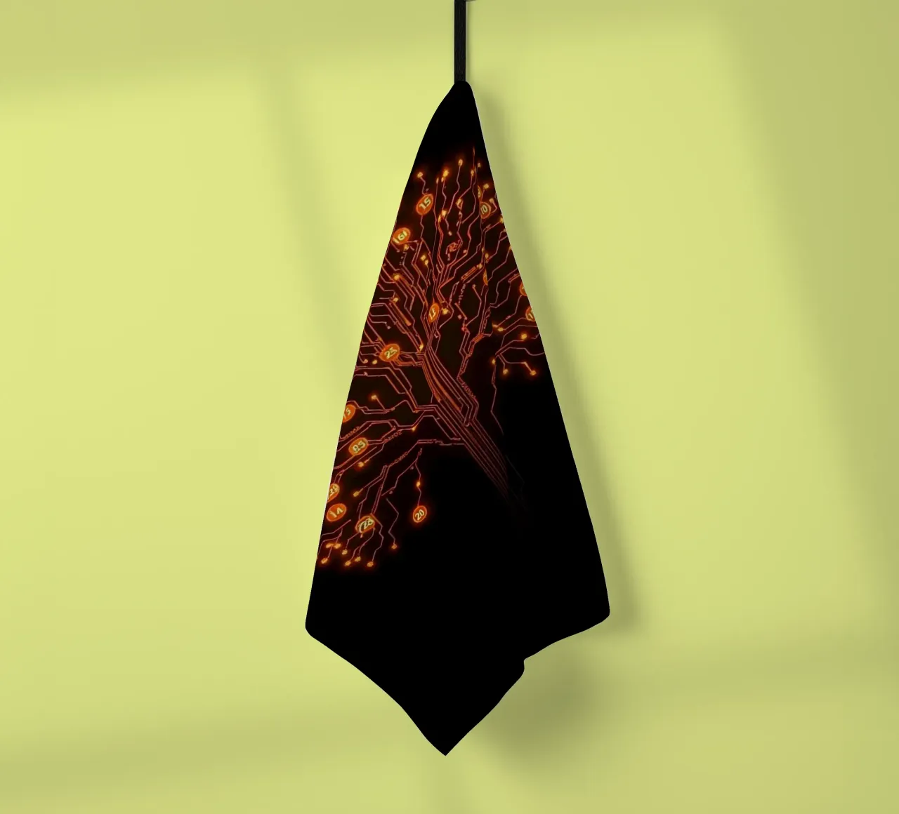 Digital Roots: The Luminous Circuitry Tree tea towel by Artistic-shop