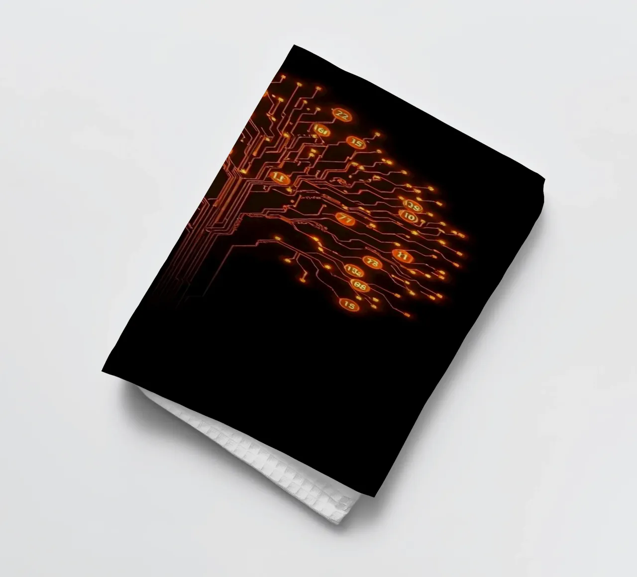 Digital Roots: The Luminous Circuitry Tree tea towel by Artistic-shop