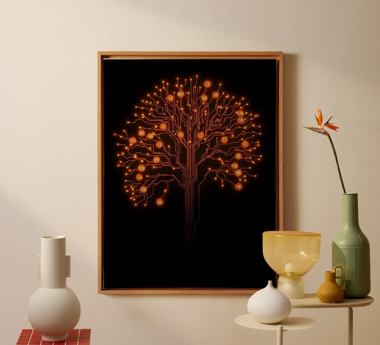 Digital Roots: The Luminous Circuitry Tree canvas by Artistic-shop