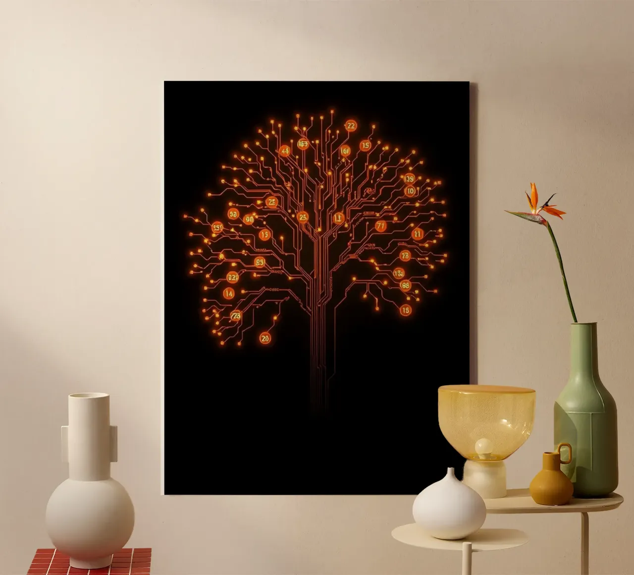 Digital Roots: The Luminous Circuitry Tree canvas by Artistic-shop