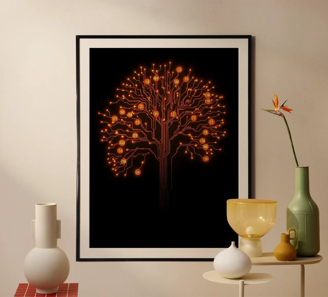 Digital Roots: The Luminous Circuitry Tree hahnemühle by Artistic-shop
