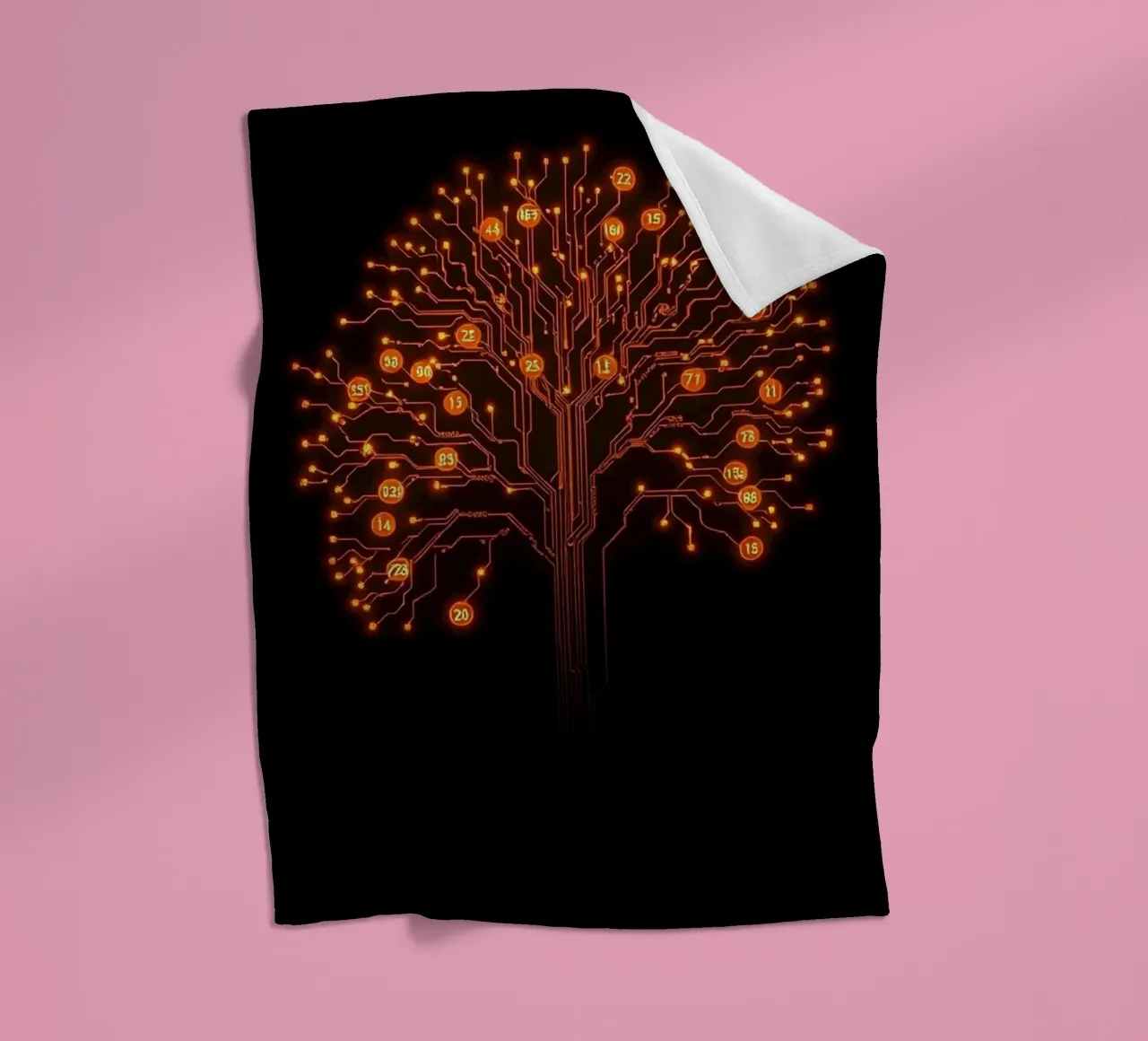 Digital Roots: The Luminous Circuitry Tree fleece blanket by Artistic-shop