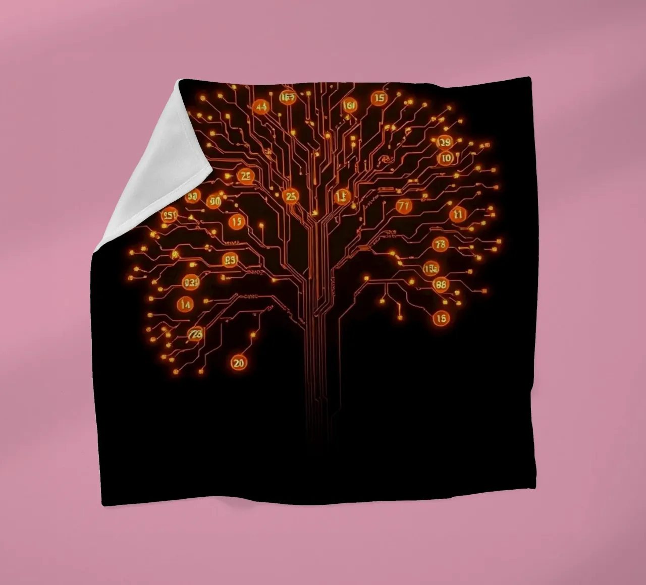 Digital Roots: The Luminous Circuitry Tree fleece blanket by Artistic-shop