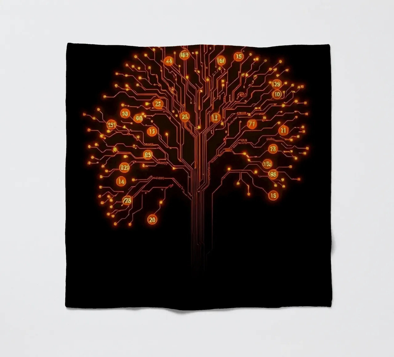Digital Roots: The Luminous Circuitry Tree fleece blanket by Artistic-shop