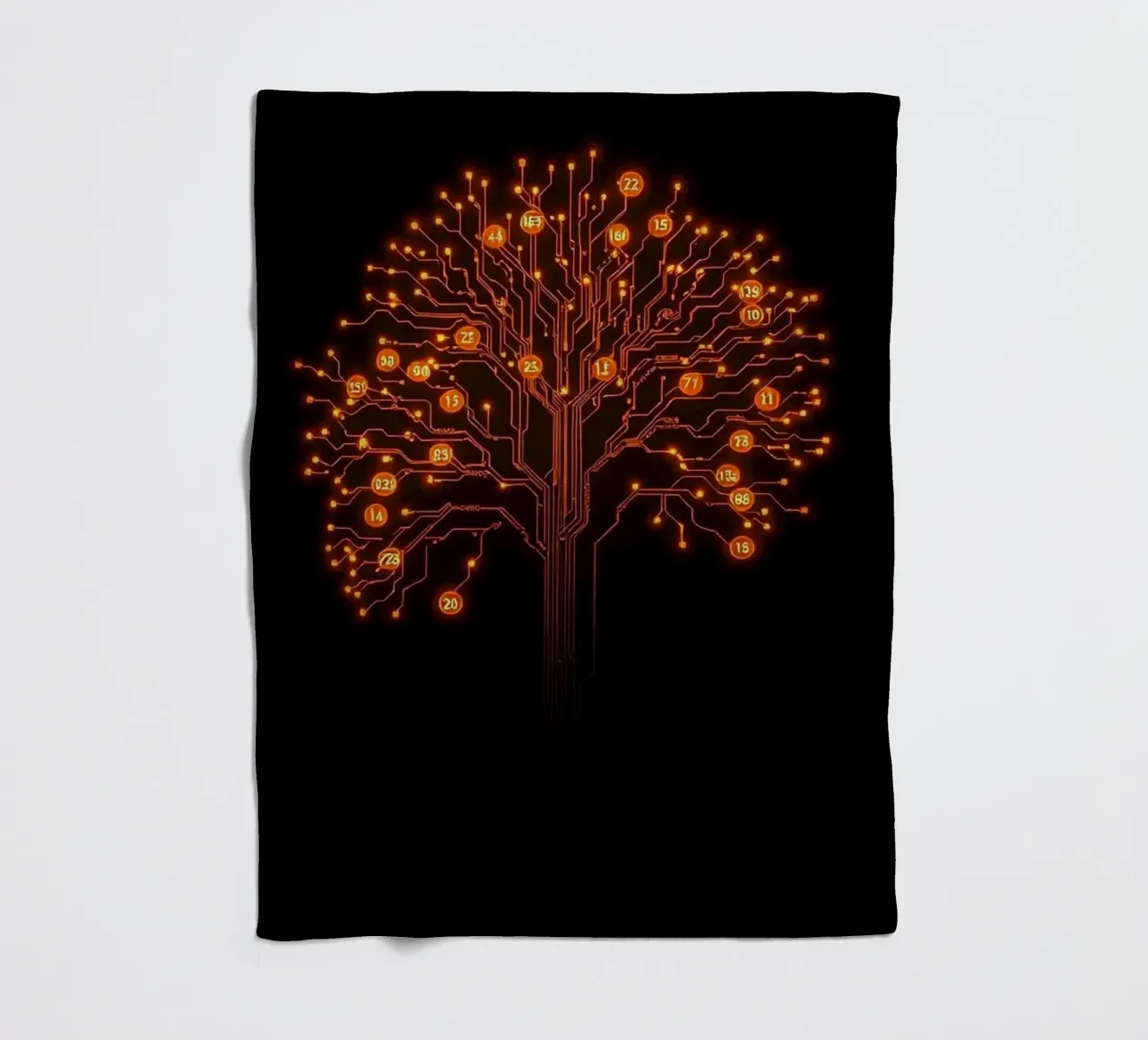 Digital Roots: The Luminous Circuitry Tree fleece blanket by Artistic-shop