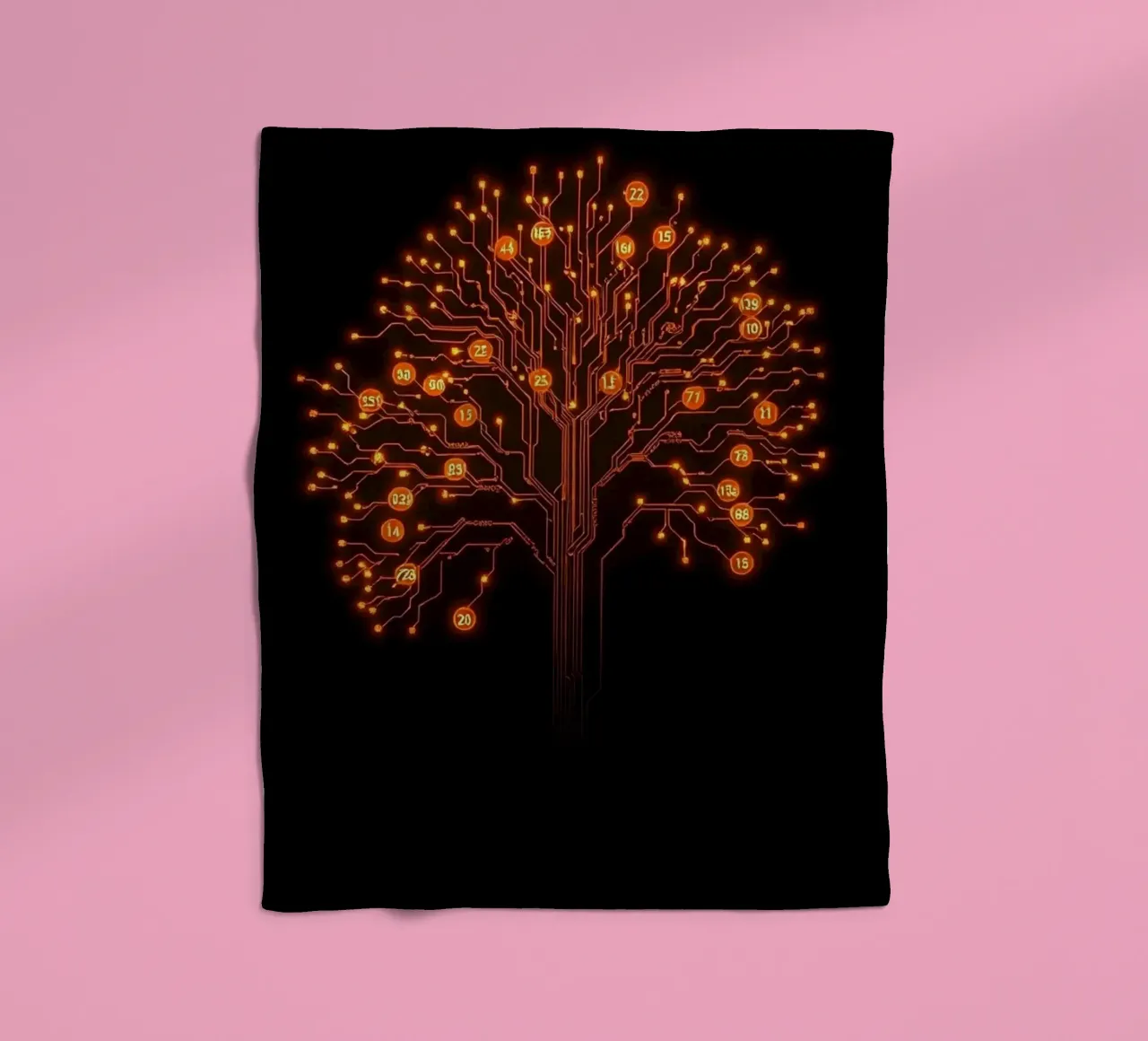 Digital Roots: The Luminous Circuitry Tree fleece blanket by Artistic-shop