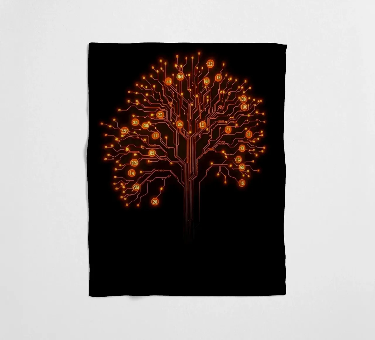 Digital Roots: The Luminous Circuitry Tree fleece blanket by Artistic-shop
