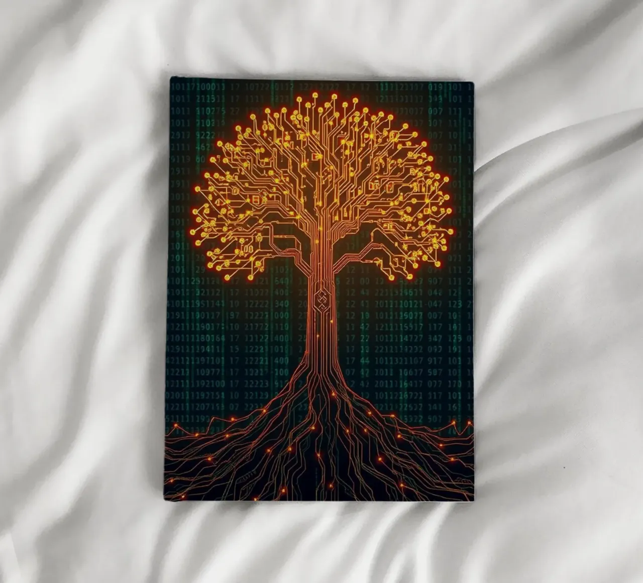 Les racines numériques de la vie : Un arbre à circuits imprimés lumineux carnet de notes de Artistic-shop