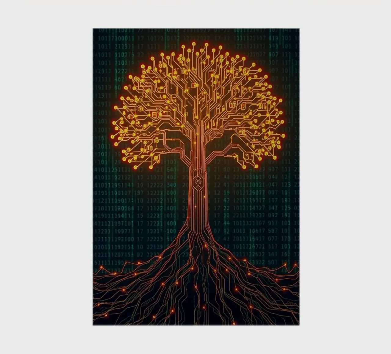 Les racines numériques de la vie : Un arbre à circuits imprimés lumineux carnet de notes de Artistic-shop