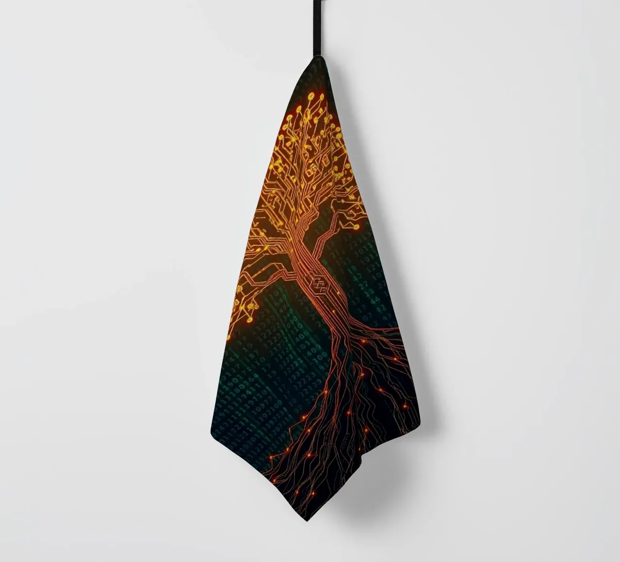 Les racines numériques de la vie : Un arbre à circuits imprimés lumineux torchon de Artistic-shop