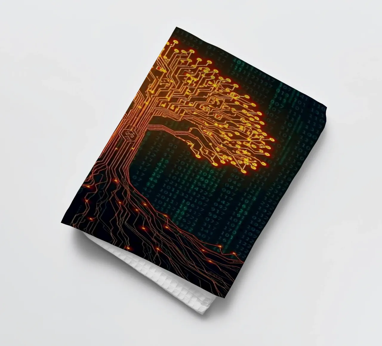 Les racines numériques de la vie : Un arbre à circuits imprimés lumineux torchon de Artistic-shop