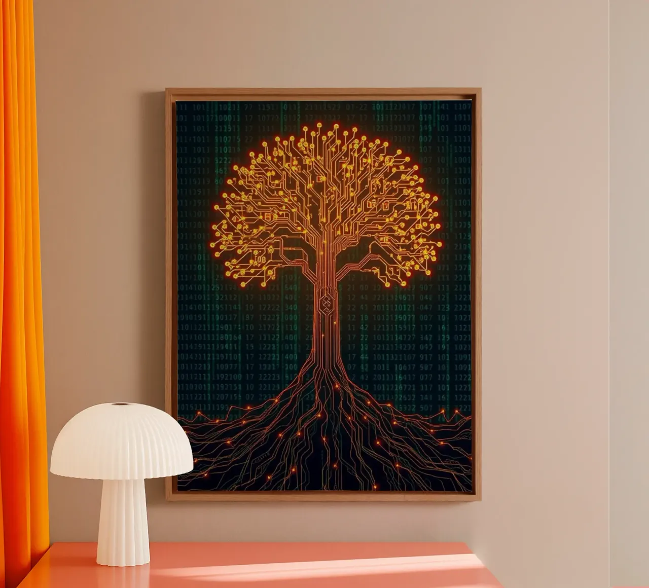 The Digital Roots of Life: A Luminous Circuit Board Tree canvas by Artistic-shop