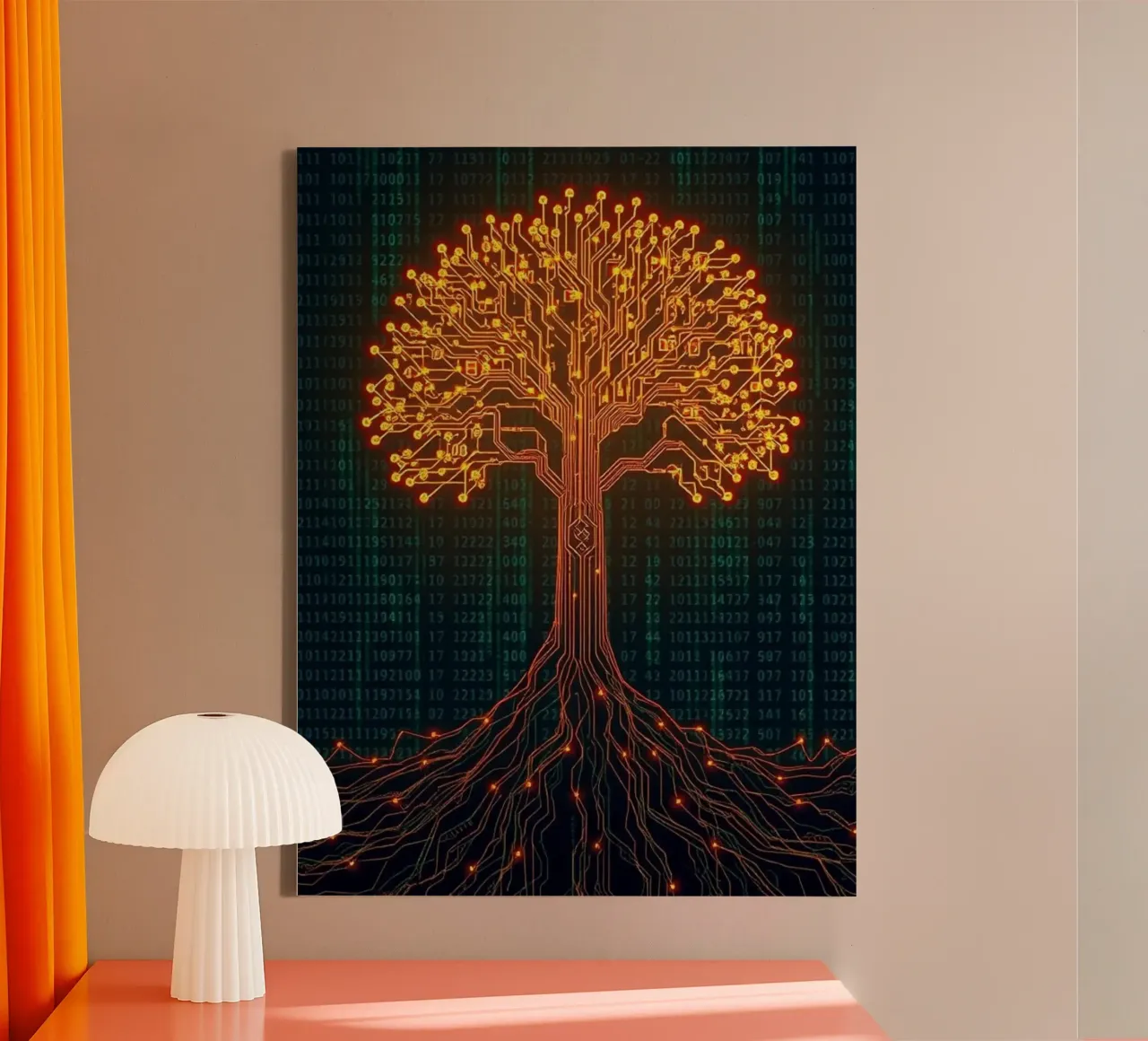The Digital Roots of Life: A Luminous Circuit Board Tree canvas by Artistic-shop