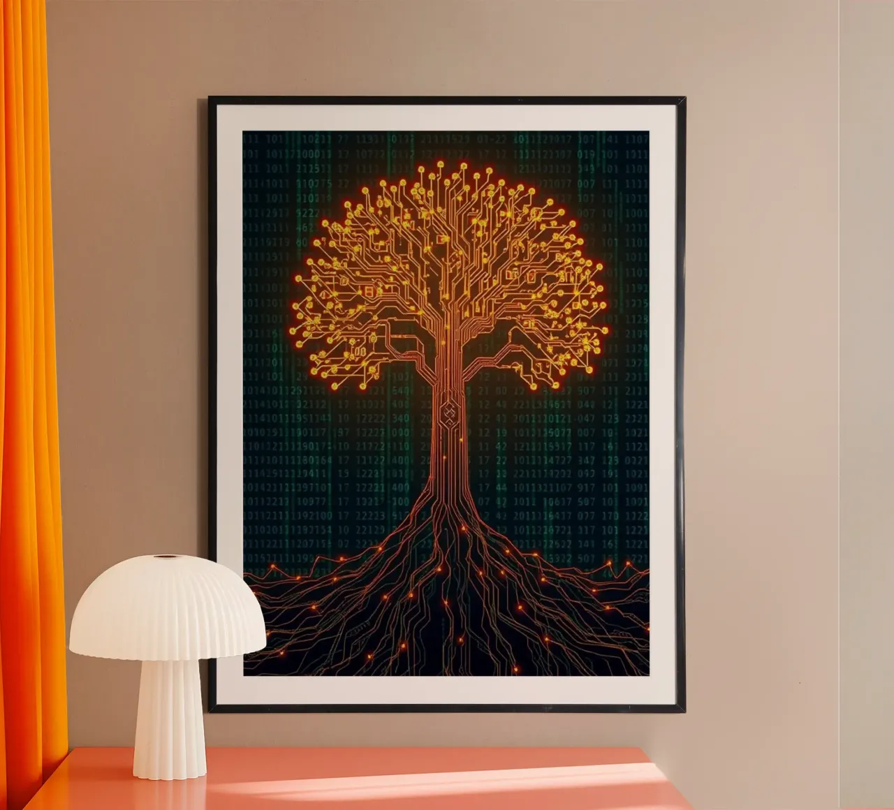 The Digital Roots of Life: A Luminous Circuit Board Tree hahnemühle by Artistic-shop