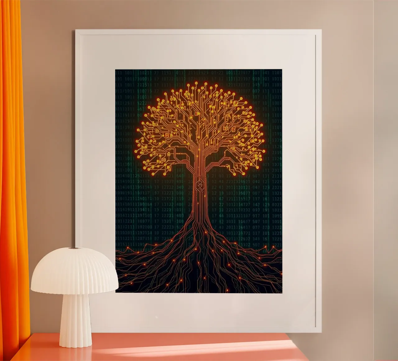 The Digital Roots of Life: A Luminous Circuit Board Tree hahnemühle by Artistic-shop