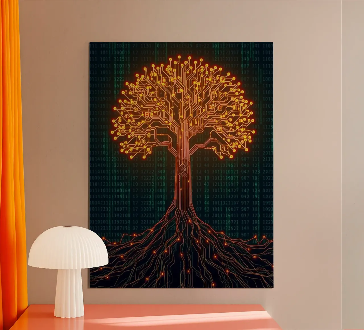 The Digital Roots of Life: A Luminous Circuit Board Tree hahnemühle by Artistic-shop