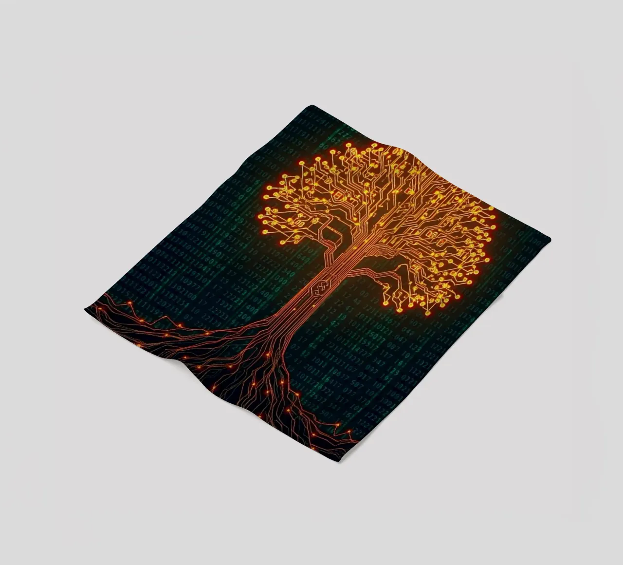 The Digital Roots of Life: A Luminous Circuit Board Tree fleece blanket by Artistic-shop
