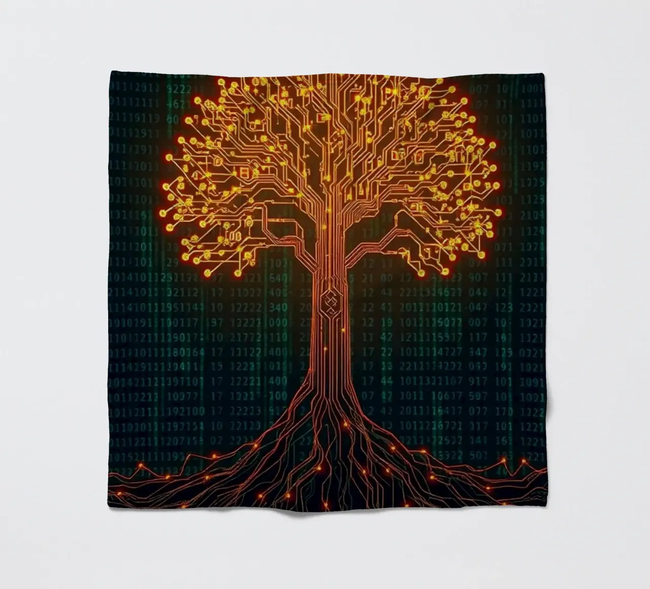 The Digital Roots of Life: A Luminous Circuit Board Tree fleece blanket by Artistic-shop