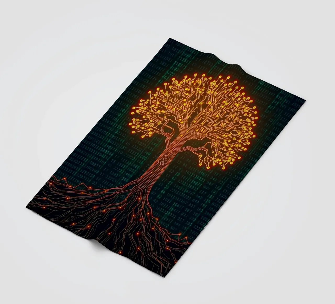 The Digital Roots of Life: A Luminous Circuit Board Tree fleece blanket by Artistic-shop