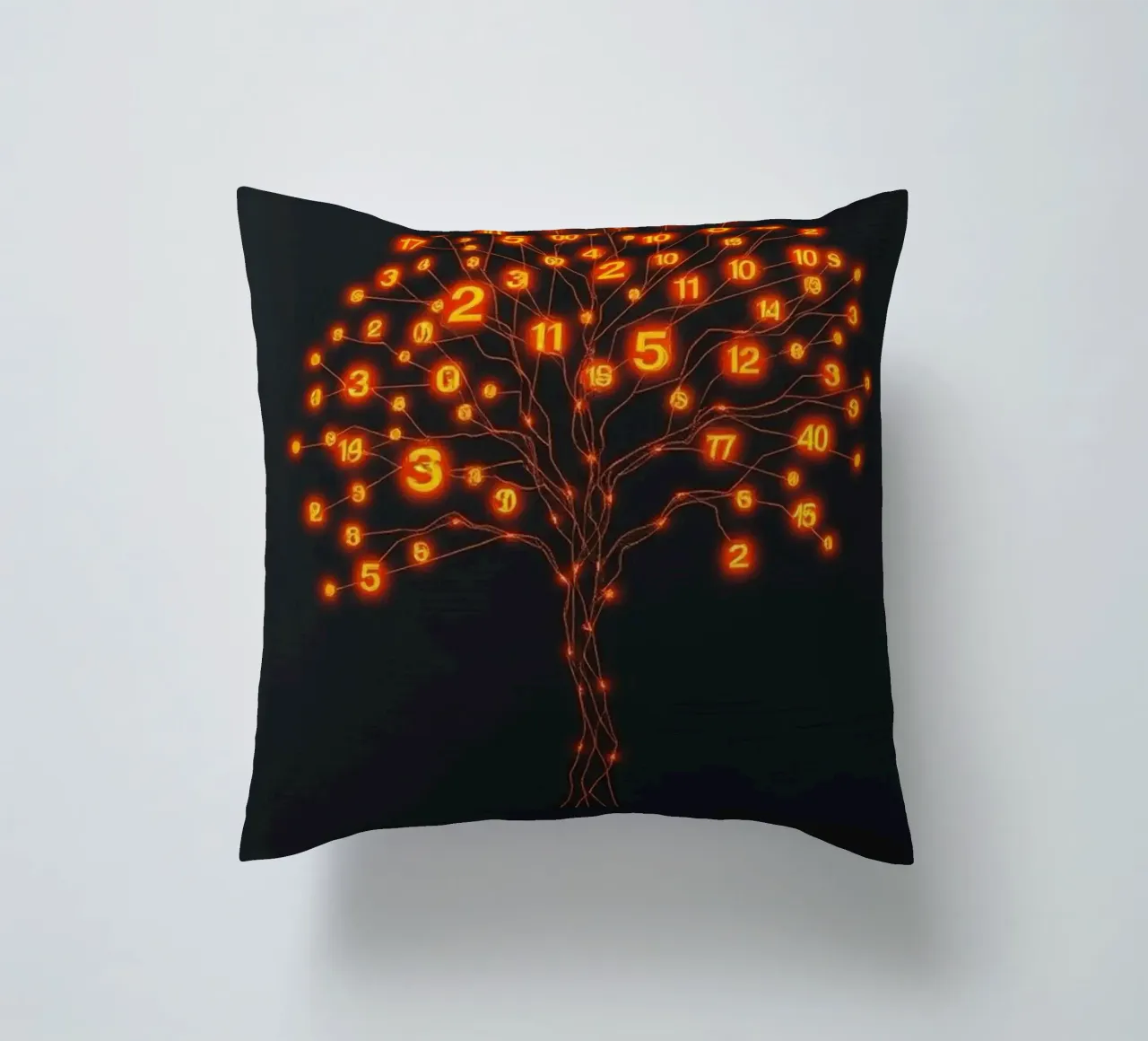 Glowing Binary Tree of Life decorative cushion by Artistic-shop
