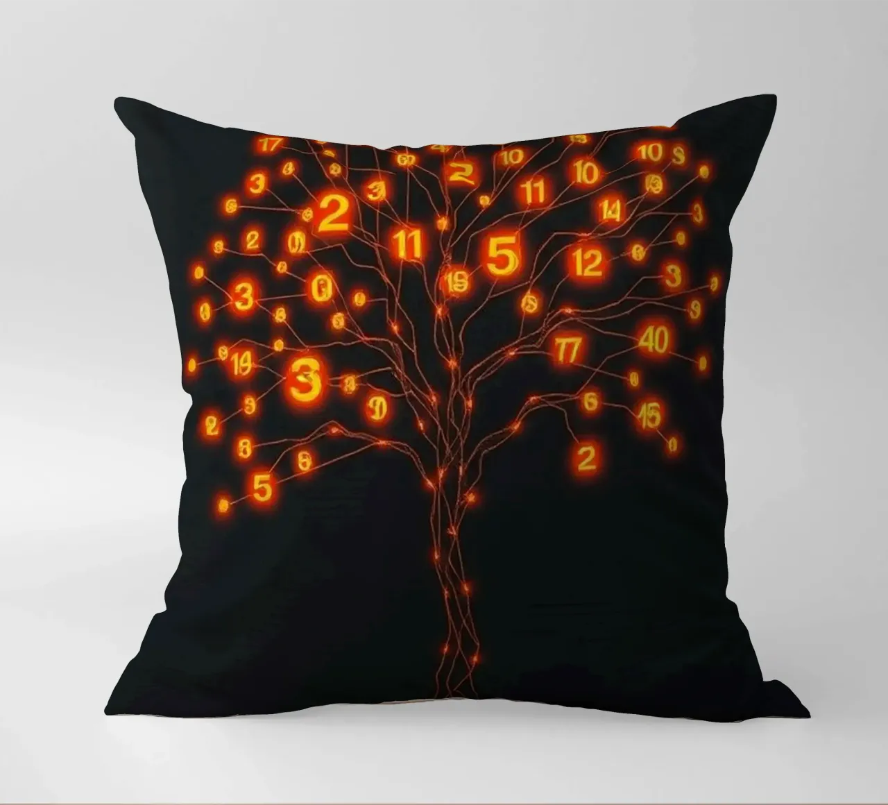 Glowing Binary Tree of Life decorative cushion by Artistic-shop