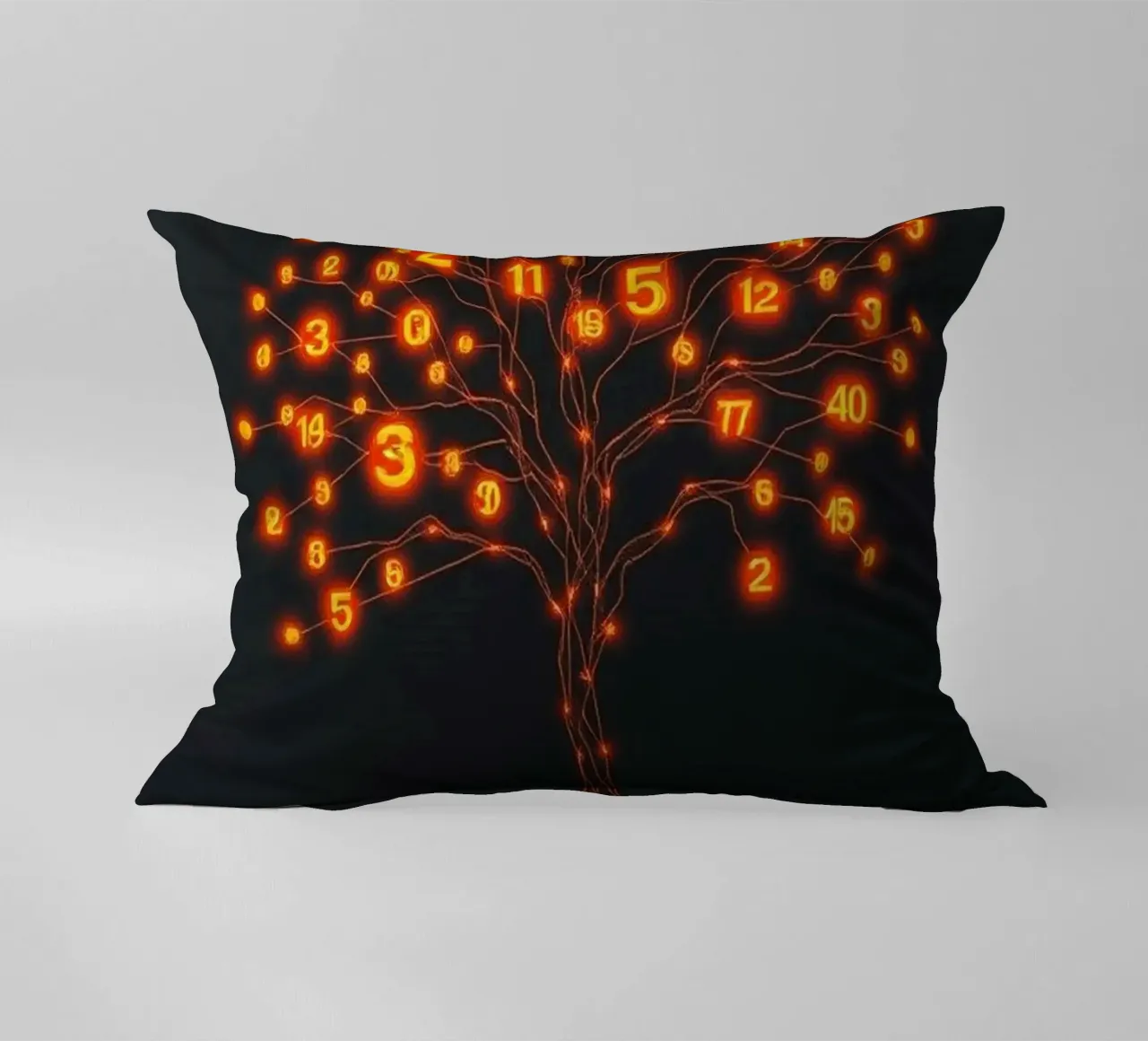 Glowing Binary Tree of Life decorative cushion by Artistic-shop